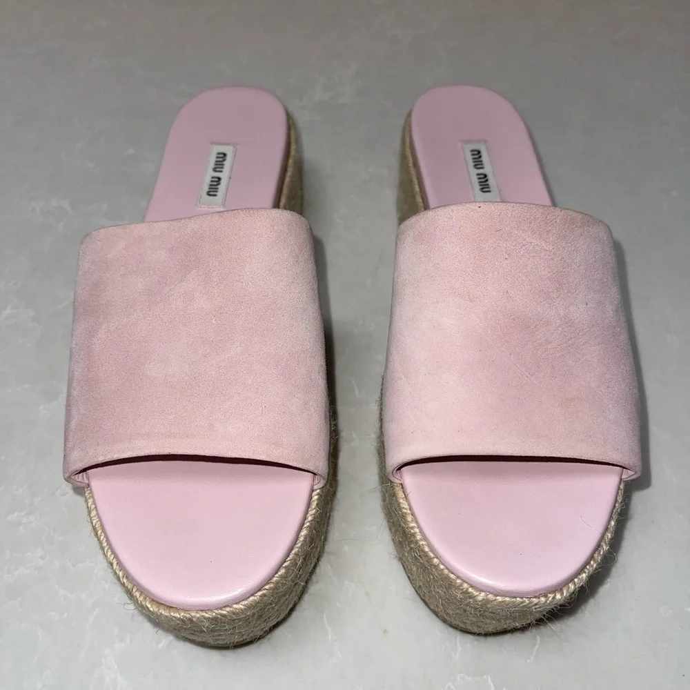 Miu Miu Pink Platform Espadrille Sandals GUC